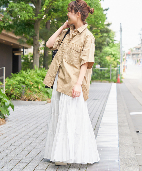 Spick & Span（スピックアンドスパン）の「ガーメントダイサファリシャツ（シャツ/ブラウス・レディース・カーキ/サックスブルー/ホワイト/ベージュ・FREE）」の20枚目の写真