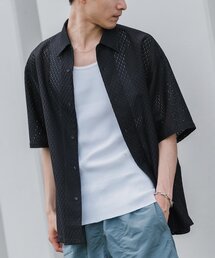 EDIFICE | レース オープンカラー半袖シャツ(シャツ/ブラウス)