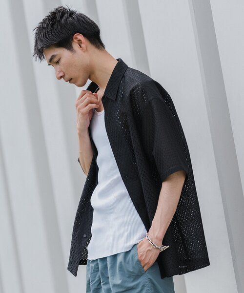 EDIFICE(エディフィス)の「レース オープンカラー半袖シャツ(シャツ/ブラウス・メンズ・ブラウン/ブラウン系その他/ブルー系その他/ブラック・LARGE/MEDIUM)」の12枚目の写真