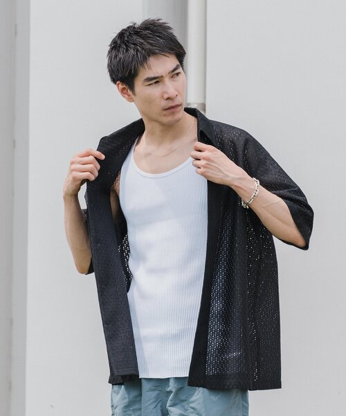 EDIFICE(エディフィス)の「レース オープンカラー半袖シャツ(シャツ/ブラウス・メンズ・ブラウン/ブラウン系その他/ブルー系その他/ブラック・LARGE/MEDIUM)」の11枚目の写真