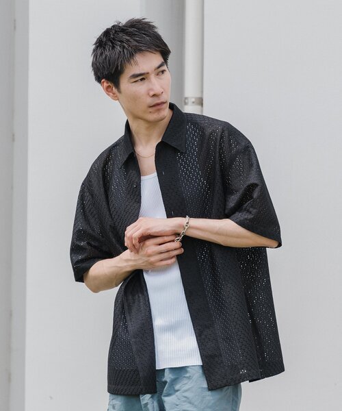 EDIFICE(エディフィス)の「レース オープンカラー半袖シャツ(シャツ/ブラウス・メンズ・ブラウン/ブラウン系その他/ブルー系その他/ブラック・LARGE/MEDIUM)」の10枚目の写真