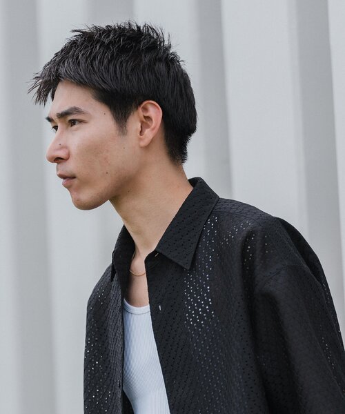 EDIFICE(エディフィス)の「レース オープンカラー半袖シャツ(シャツ/ブラウス・メンズ・ブラウン/ブラウン系その他/ブルー系その他/ブラック・LARGE/MEDIUM)」の7枚目の写真