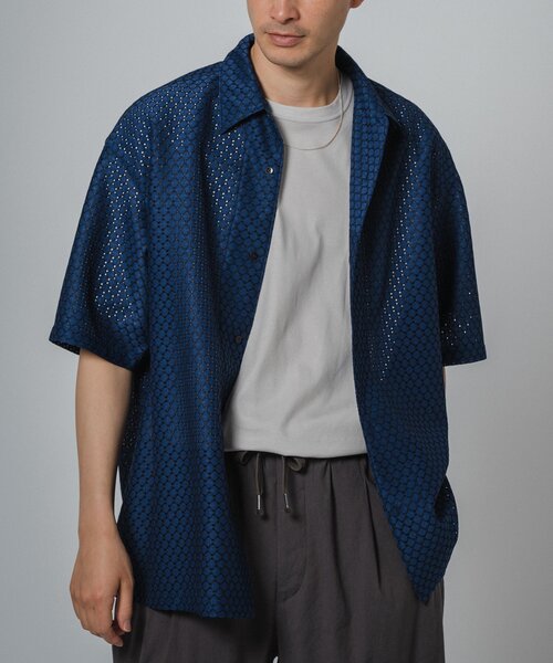 EDIFICE(エディフィス)の「レース オープンカラー半袖シャツ(シャツ/ブラウス・メンズ・ブラウン/ブラウン系その他/ブルー系その他/ブラック・LARGE/MEDIUM)」の17枚目の写真