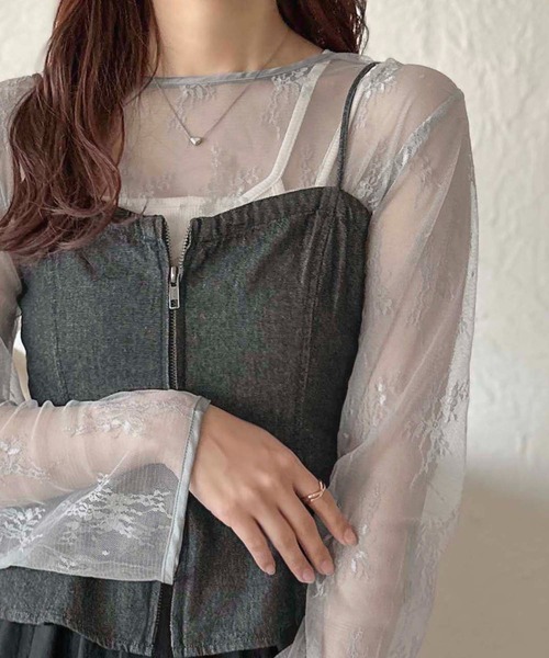 apres jour clair(アプレジュールクレア)の「【apres jour clair】レーストップス【ZOZOTOWN限定アイテム】(Tシャツ/カットソー・レディース・アイボリー/ブラック/グレー・フリー/X-LARGE)」の2枚目の写真
