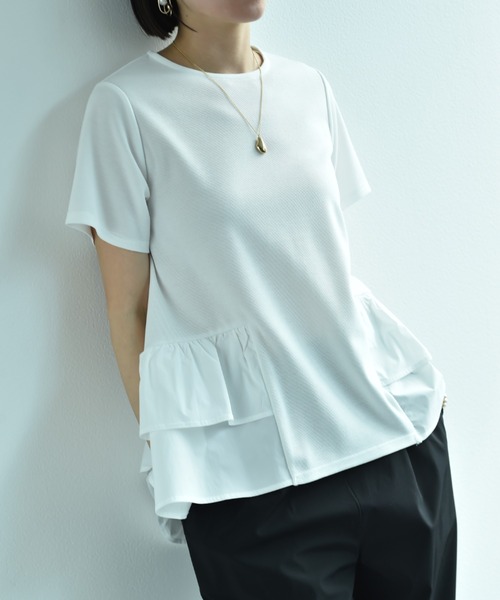 INTERPLANET(インタープラネット)の「ミラノリブWペプラムギャザープルオーバー(Tシャツ/カットソー・レディース・オフホワイト/ブラック・FREE)」の12枚目の写真