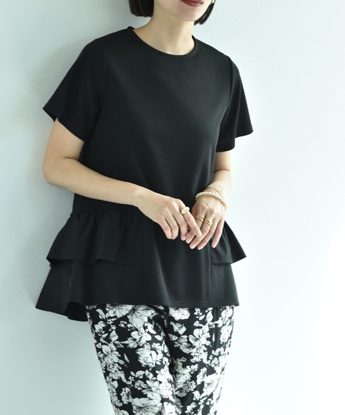 INTERPLANET(インタープラネット)の「ミラノリブWペプラムギャザープルオーバー(Tシャツ/カットソー・レディース・オフホワイト/ブラック・FREE)」の21枚目の写真