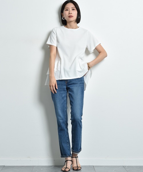 INTERPLANET(インタープラネット)の「ミラノリブWペプラムギャザープルオーバー(Tシャツ/カットソー・レディース・オフホワイト/ブラック・FREE)」の9枚目の写真