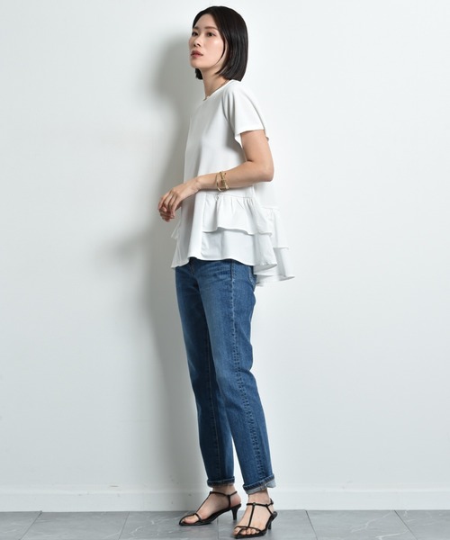 INTERPLANET(インタープラネット)の「ミラノリブWペプラムギャザープルオーバー(Tシャツ/カットソー・レディース・オフホワイト/ブラック・FREE)」の11枚目の写真