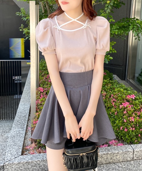 abc une face(アーベーセーアンフェイス)の「デコルテリボンカットソー(Tシャツ/カットソー・レディース・ブラック/ホワイト/ピンク・FREE)」の14枚目の写真