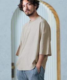 Magine | mt9102-Deformed waffle jacquard fastener design T-shirt カットソー(Tシャツ/カットソー)