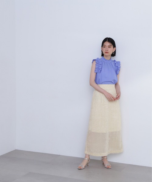 N.（N. Natural Beauty Basic）（エヌエヌナチュラルビューティーベーシック）の「◆フリンジロングスカート（スカート・レディース・ブラック/オフホワイト/ピンク・MEDIUM）」の8枚目の写真