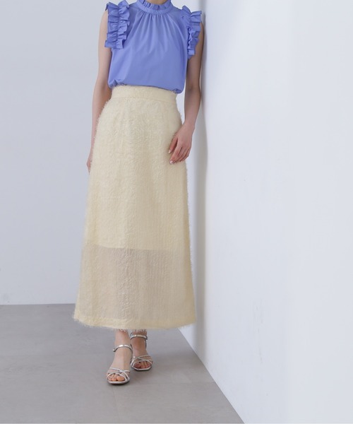 N.（N. Natural Beauty Basic）（エヌエヌナチュラルビューティーベーシック）の「◆フリンジロングスカート（スカート・レディース・ブラック/オフホワイト/ピンク・MEDIUM）」の7枚目の写真