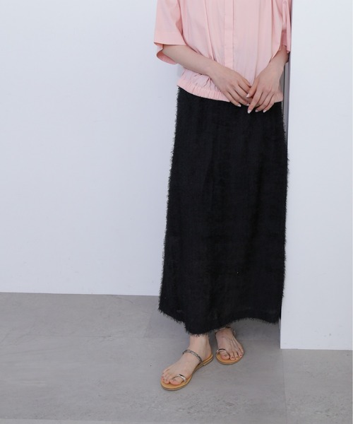 N.（N. Natural Beauty Basic）（エヌエヌナチュラルビューティーベーシック）の「◆フリンジロングスカート（スカート・レディース・ブラック/オフホワイト/ピンク・MEDIUM）」の5枚目の写真