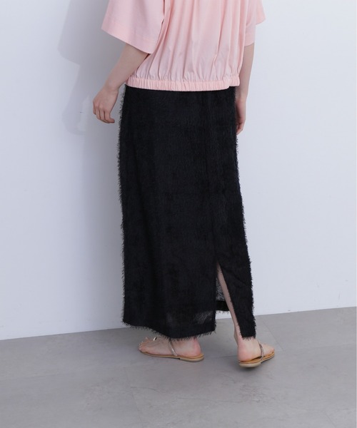 N.（N. Natural Beauty Basic）（エヌエヌナチュラルビューティーベーシック）の「◆フリンジロングスカート（スカート・レディース・ブラック/オフホワイト/ピンク・MEDIUM）」の4枚目の写真