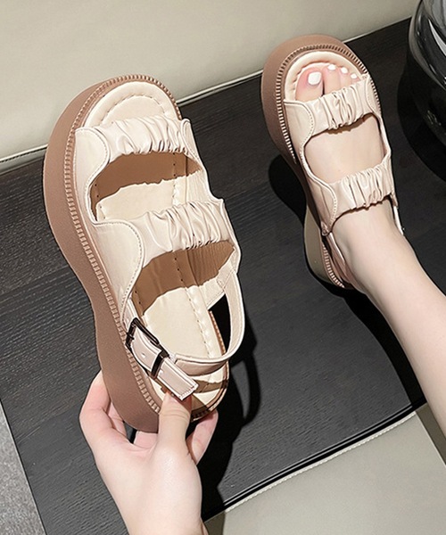 Lace Ladies(レースレディース)の「シュシュ風ベルト 厚底 コンフォート バックストラップ サンダル(サンダル・レディース・アイボリー/ブラック・22.5/23/23.5/24/24.5/ 25)」の18枚目の写真