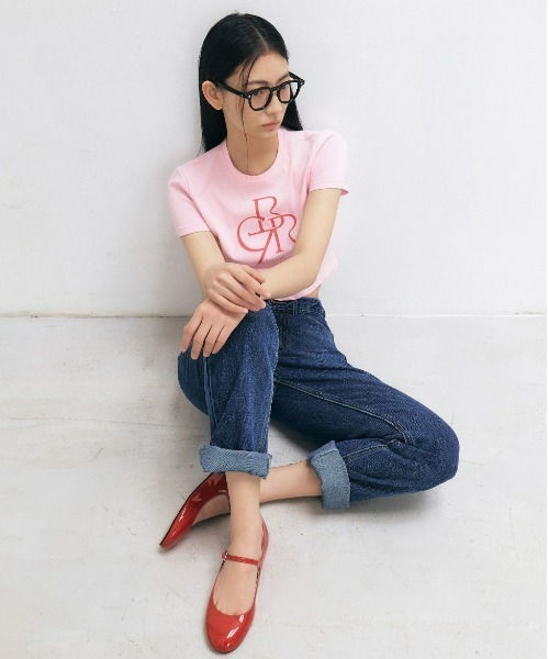CITYBREEZE(シティブリーズ)の「LOGO CROP SHORT SLEEVE T-SHIRT(Tシャツ/カットソー・レディース・ブラック/ネイビー/ピンク/ホワイト/ホワイト×ブルー・FREE)」の20枚目の写真
