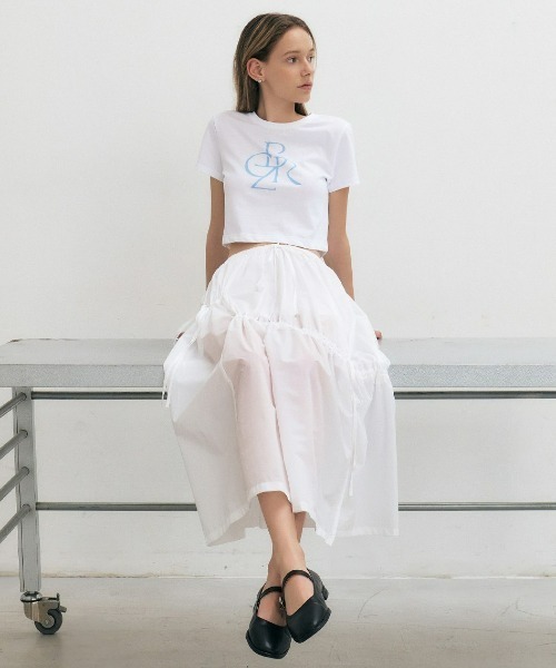 CITYBREEZE(シティブリーズ)の「LOGO CROP SHORT SLEEVE T-SHIRT(Tシャツ/カットソー・レディース・ブラック/ネイビー/ピンク/ホワイト/ホワイト×ブルー・FREE)」の11枚目の写真