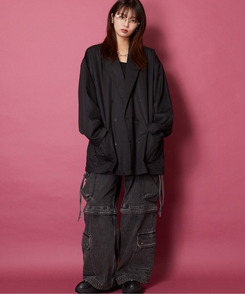 unrelaxing（アンリラクシング）の「ルーズシルエット ダブルテーラードジャケット（テーラードジャケット・メンズ・ブラック・FREE）」の7枚目の写真