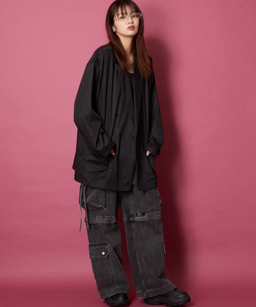 unrelaxing（アンリラクシング）の「ルーズシルエット ダブルテーラードジャケット（テーラードジャケット・メンズ・ブラック・FREE）」の8枚目の写真