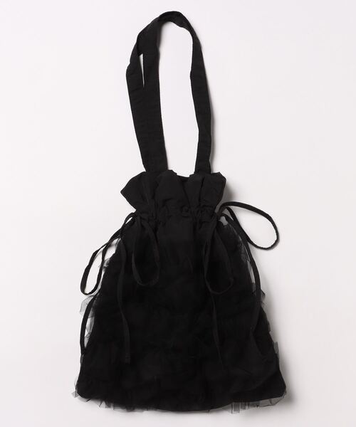 TITTY&CO.（ティティーアンドコー）の「チュールフリルバッグ（トートバッグ・レディース・ブラック/ホワイト・FREE）」の3枚目の写真