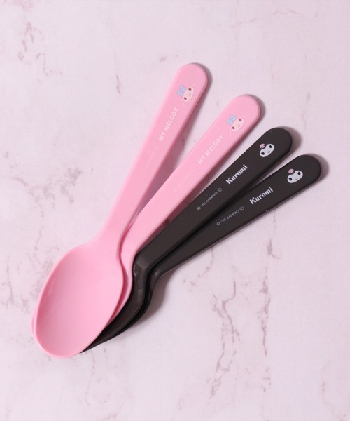 sanrio(サンリオ)の「(SK)【sanrio】【4本セット】プラスチック スプーン(カトラリー・キッズ・ピンク系/ターコイズブルー系・ONE SIZE)」の1枚目の写真