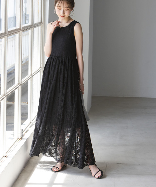 Noble（ノーブル）の「ボリュームレースノースリーブワンピース