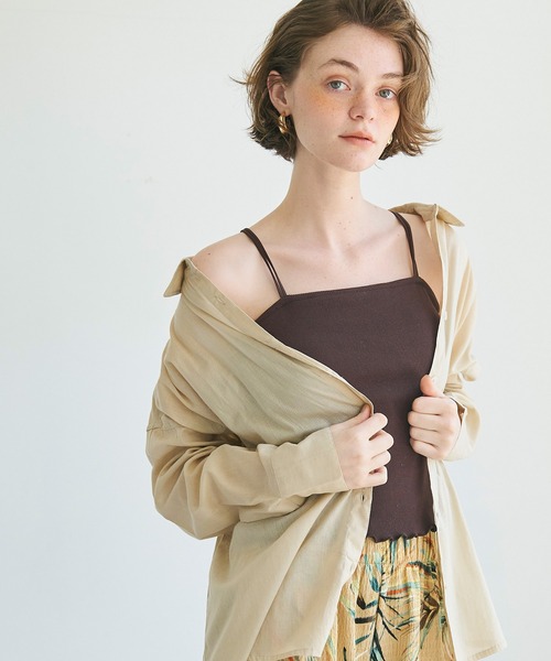 coca（coca）（コカ）の「カップ付きメロウ加工リブキャミソール（キャミソール・レディース・ホワイト/ブラウン/その他1・S/M/L）」の6枚目の写真