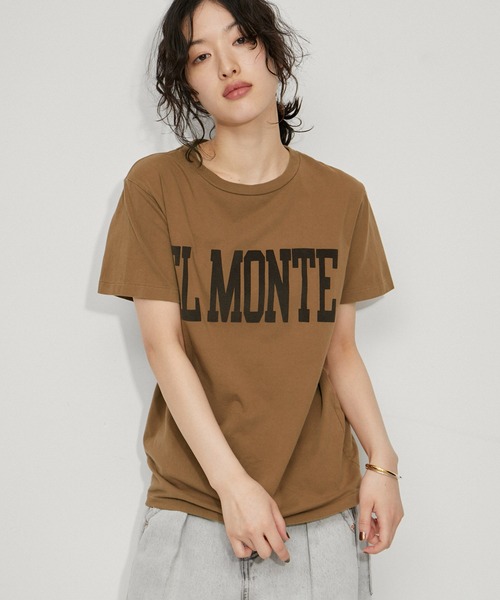 REMI RELIEF（レミレリーフ）の「【REMI RELIEF(レミレリーフ)】LOGO TEE (EL MONTE)（Tシャツ/カットソー・レディース・ホワイト/ブラウン/ピンク・S）」の2枚目の写真