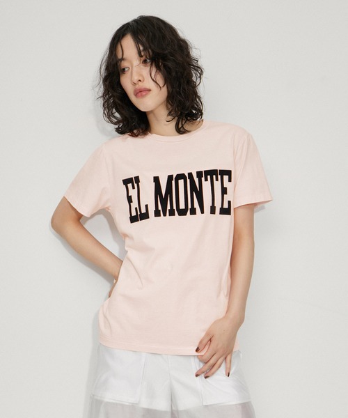 REMI RELIEF（レミレリーフ）の「【REMI RELIEF(レミレリーフ)】LOGO TEE (EL MONTE)（Tシャツ/カットソー・レディース・ホワイト/ブラウン/ピンク・S）」の3枚目の写真