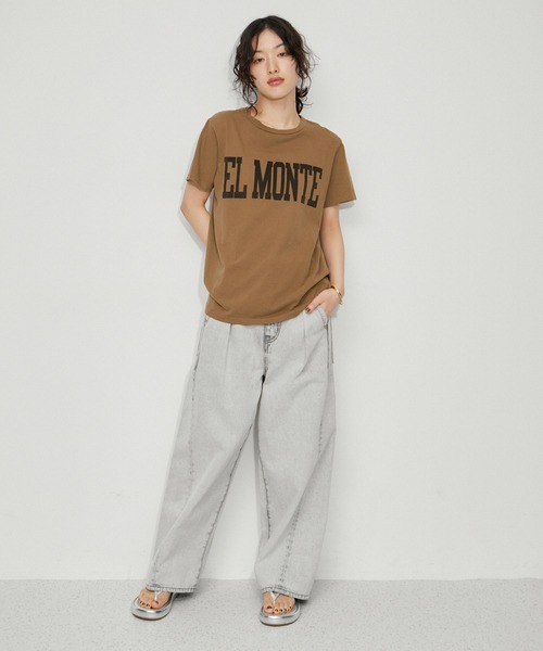 REMI RELIEF（レミレリーフ）の「【REMI RELIEF(レミレリーフ)】LOGO TEE (EL MONTE)（Tシャツ/カットソー・レディース・ホワイト/ブラウン/ピンク・S）」の7枚目の写真