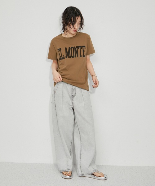 REMI RELIEF（レミレリーフ）の「【REMI RELIEF(レミレリーフ)】LOGO TEE (EL MONTE)（Tシャツ/カットソー・レディース・ホワイト/ブラウン/ピンク・S）」の8枚目の写真