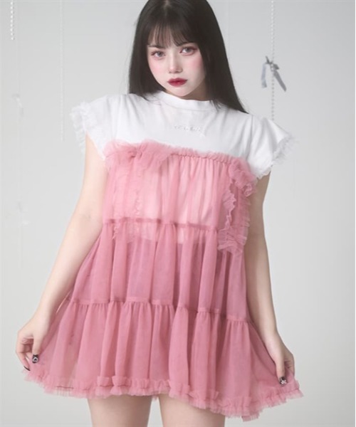 FickleBebe（フィクルベベ）の「チュールスウィッチトップス（Tシャツ