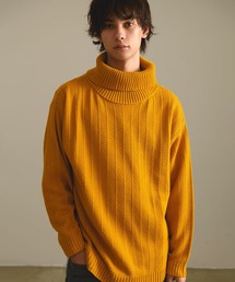 メンズのニット/セーター（イエロー/黄色系・ライン柄