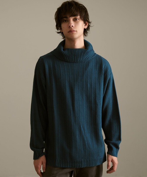 Revo.（レボ）の「Revo. ジオメストライプ ルーズフィット タートルネックニット（ニット/セーター・メンズ・グレー/ブラック/カーキ/マスタード/ブルー・1/2）」の22枚目の写真