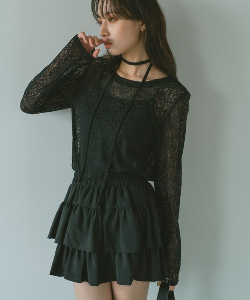 ユークロニア　レーストップス VANNIE U（ヴァニーユー）の「タイ付きレーストップス（Tシャツ