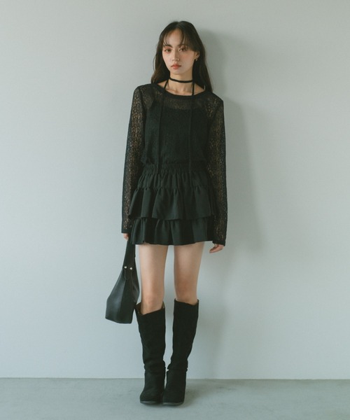 VANNIE U(ヴァニーユー)の「タイ付きレーストップス(Tシャツ/カットソー・レディース・アイボリー/レッド/ブラック・FREE)」の10枚目の写真