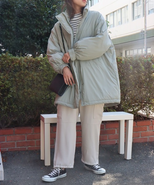 libelle more(リベル モア)の「吸湿発熱中綿ナイロンBIGコート(ダウンジャケット/コート・レディース・ブラック/オリーブ/アイボリー・L/M)」の16枚目の写真