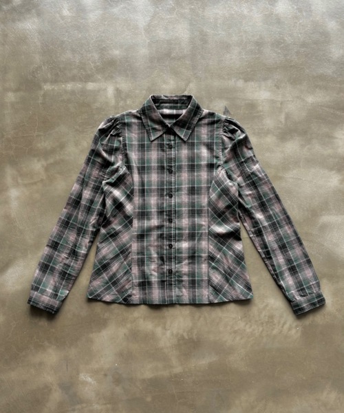 SHAGGIE（シャギー）の「パワショルチェック柄ブラウス（シャツ/ブラウス・レディース・ブラウン/グリーン・FREE）」の9枚目の写真