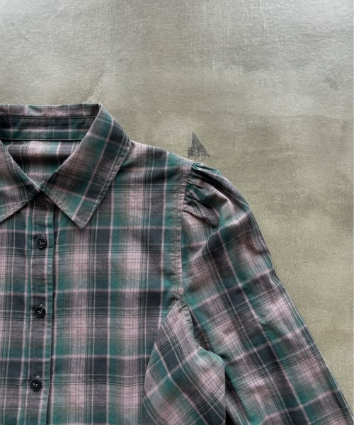 SHAGGIE（シャギー）の「パワショルチェック柄ブラウス（シャツ/ブラウス・レディース・ブラウン/グリーン・FREE）」の13枚目の写真