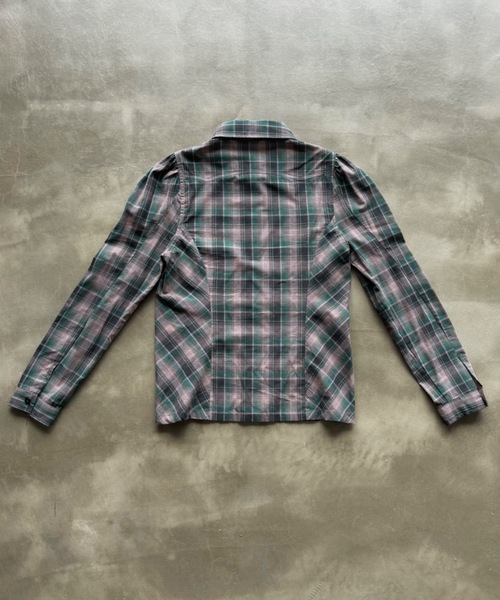 SHAGGIE（シャギー）の「パワショルチェック柄ブラウス（シャツ/ブラウス・レディース・ブラウン/グリーン・FREE）」の10枚目の写真