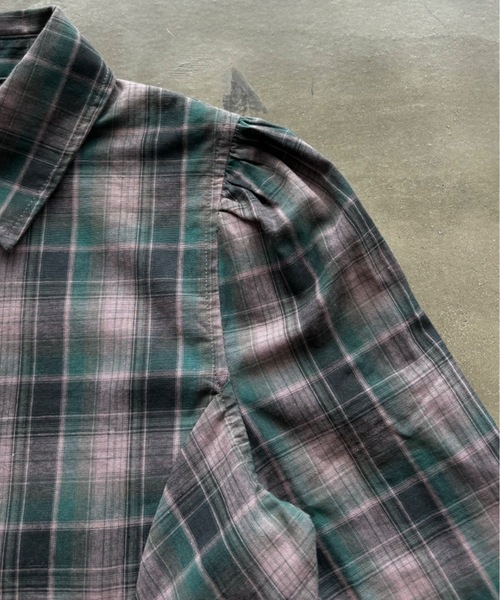 SHAGGIE（シャギー）の「パワショルチェック柄ブラウス（シャツ/ブラウス・レディース・ブラウン/グリーン・FREE）」の14枚目の写真