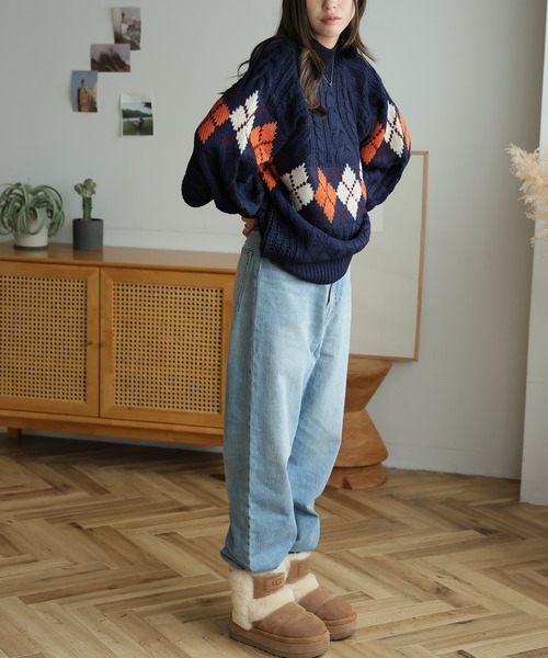 セール】アーガイルケーブルハイネック（ニット/セーター）｜LAFFMO