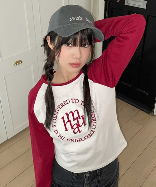 A'GEM/9 × .kom 『muah muah/ムーアムーア』 STITCH LOGO RAGLAN