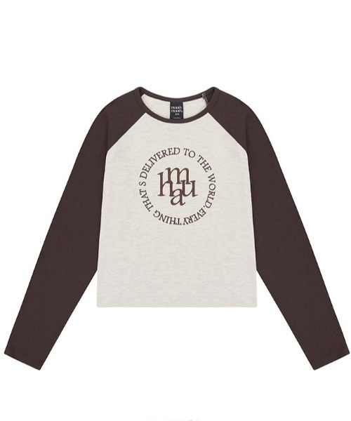 tシャツ A'GEM/9 × .kom 「muah muah/ムーアムーア」 LOGO STRIPE CROP LONG SLEEVE/ロゴ ステッチ A'GEM/9 × .kom『muah muah/ムーアムーア』STITCH LOGO CROP