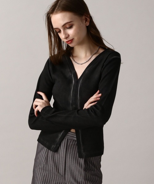 FOREVER 21（フォーエバー トゥエンティーワン）の「【2024SS】加工デザインカーディガン（カーディガン/ボレロ・レディース・グレー/カーキ/ネイビー・FREE）」の2枚目の写真