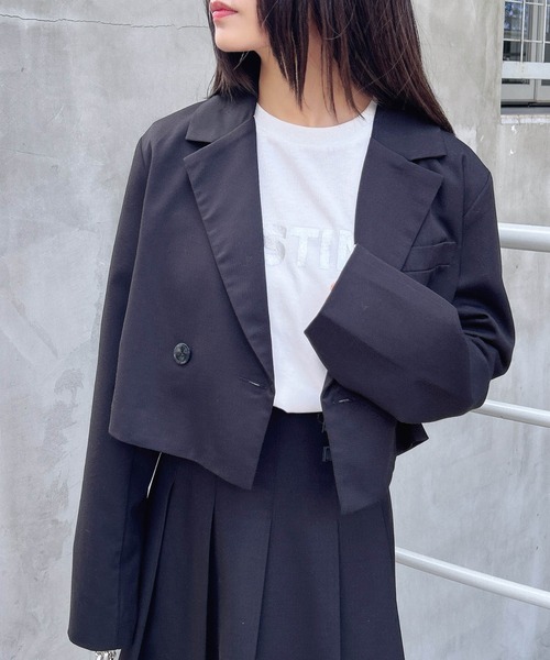 INGNI（イング）の「ショートテーラードジャケット（テーラードジャケット・レディース・ブラック/グレー・M）」の3枚目の写真