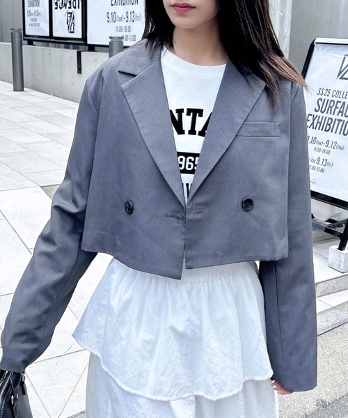 INGNI（イング）の「ショートテーラードジャケット（テーラードジャケット・レディース・ブラック/グレー・M）」の12枚目の写真