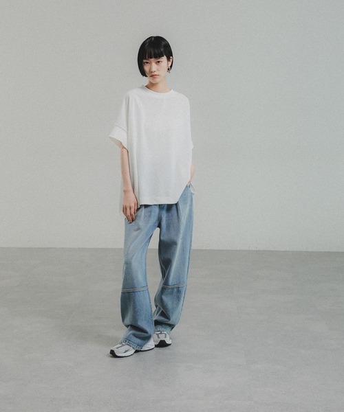 O0u（オーゼロユー）の「カットソージョーゼットTEE 272765（Tシャツ/カットソー・レディース・ホワイト/ブラック/ベージュ系/ネイビー/ブラウン・FREE）」の7枚目の写真