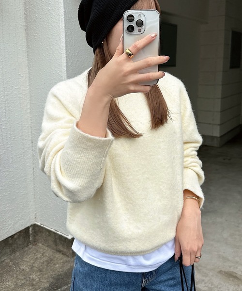 モヘアライク 長袖 ニット トップス ANME アンメ セール】モヘアライク長袖ニットトップス（ニット/セーター