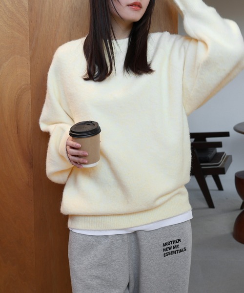 セール】【新色・新サイズ追加】モヘアライク長袖ニットトップス